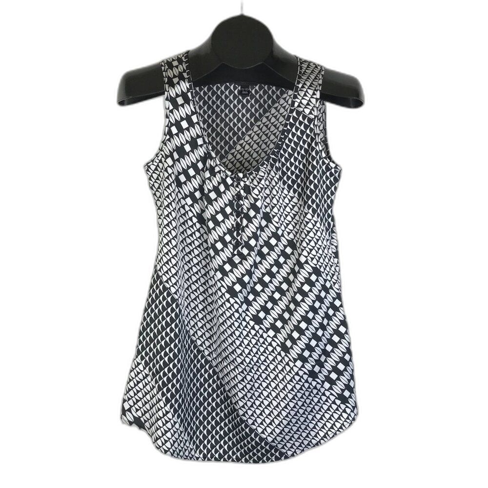 Nicole by Nicole Miller Geometric Print Blouse Women's XS Sleeveless Summer